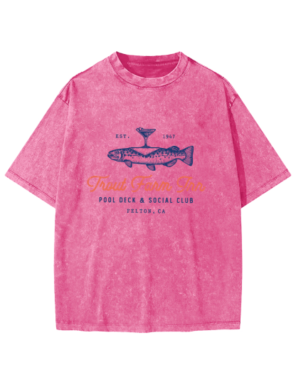 Japanese Seafood Vintage Washed T-shirt-Zazasy