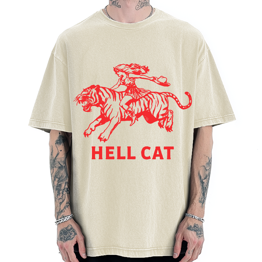 Cowgirl Hell Cat Vintage Washed T-shirt