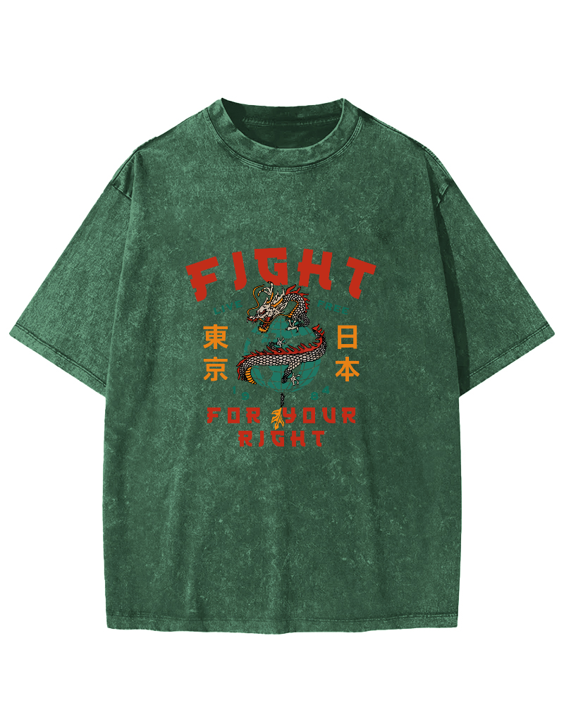 Tokyo Dragon Pattern Japanese Style Vintage Distressed T-shirt-Zazasy