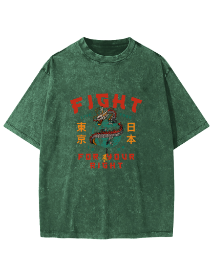 Tokyo Dragon Pattern Japanese Style Vintage Distressed T-shirt-Zazasy