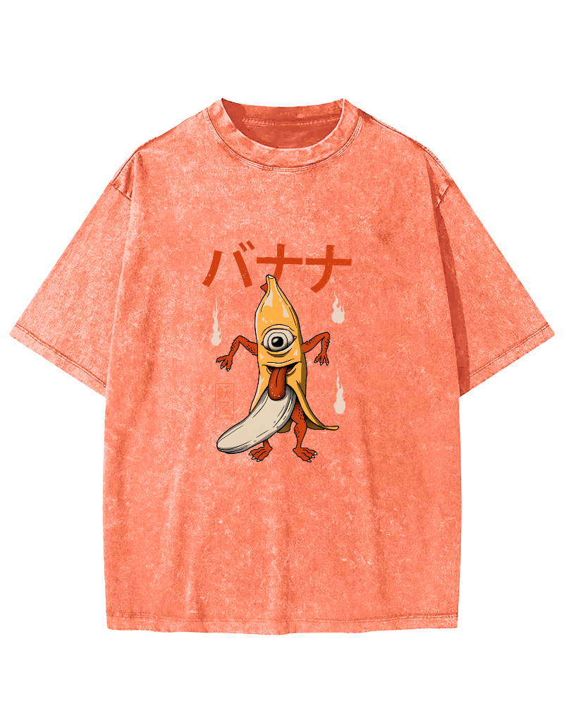 Banana Monster Japanese Vintage Distressed T-shirt-Zazasy