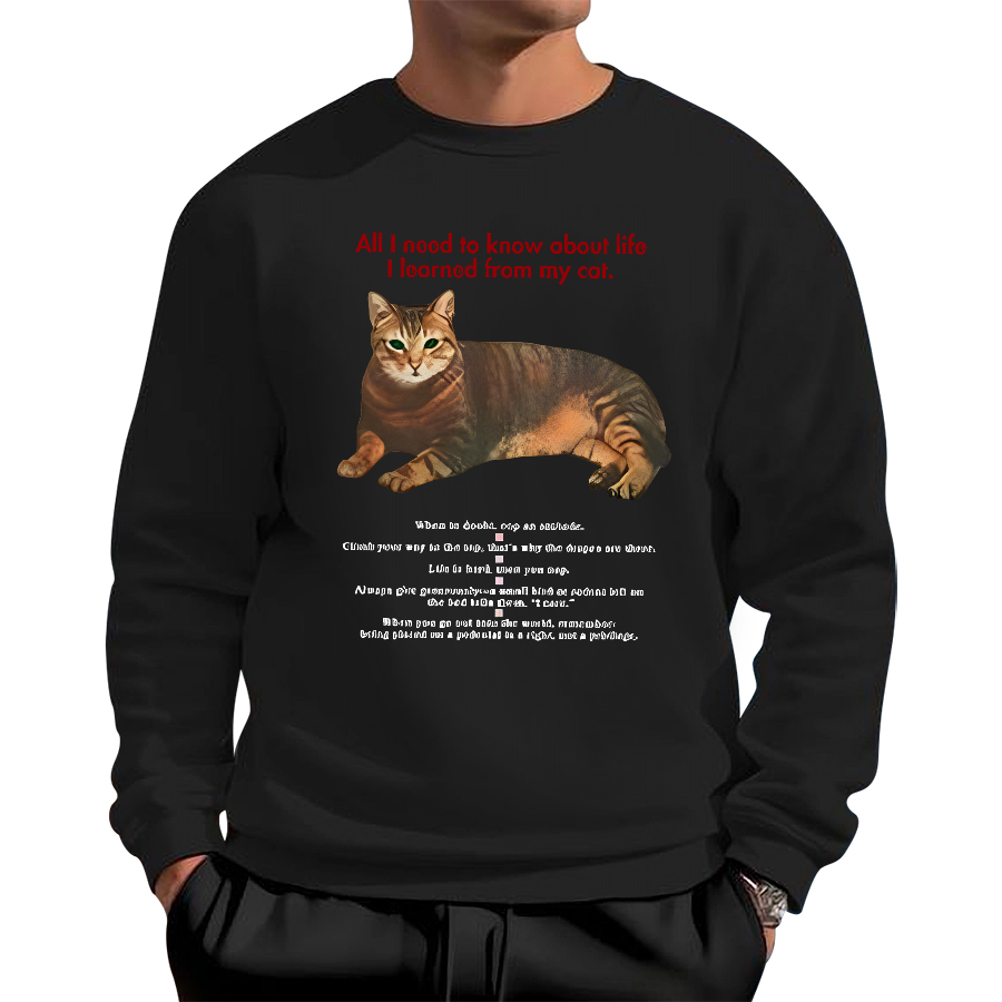 Cat Retro Cotton Pullover Sweatshirt