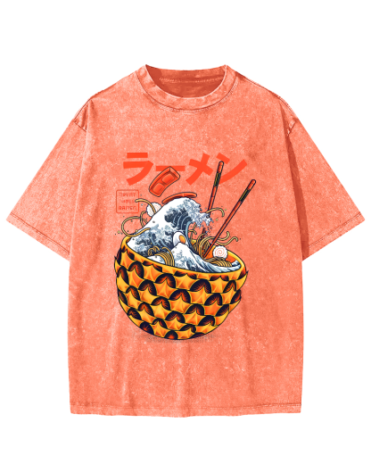 Japanese Lamian Noodles Vintage Washed T-shirt-Zazasy