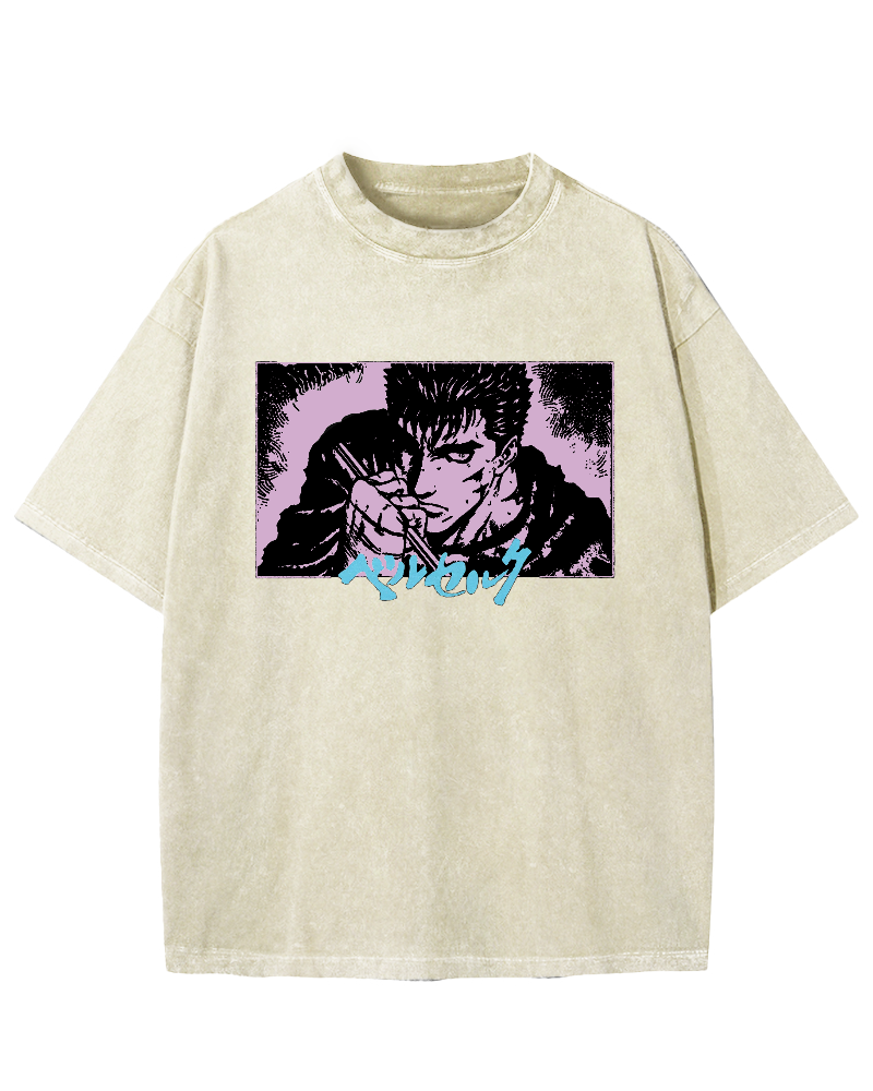 Japanese Anime BERSERK Vintage Washed T-shirt