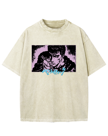 Japanese Anime BERSERK Vintage Washed T-shirt