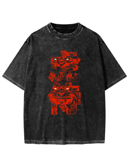 Tiger Attendant Japanese Style Vintage Distressed T-shirt-Zazasy