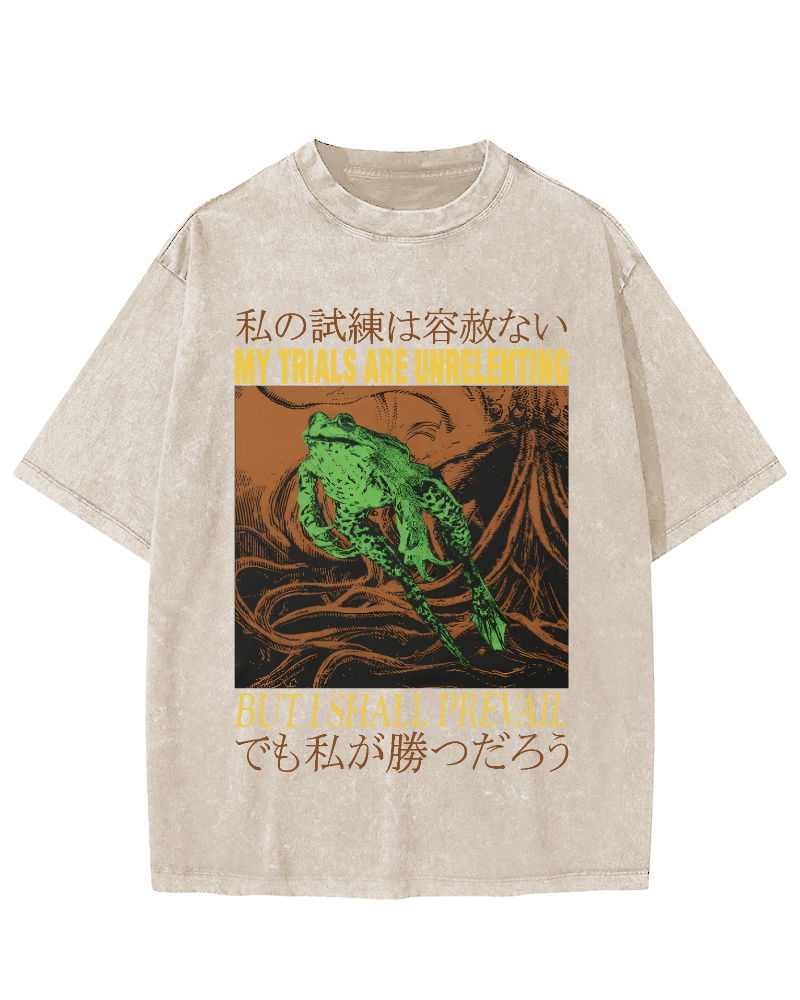 Jumping Frog Japanese Style Vintage Distressed T-shirt-Zazasy