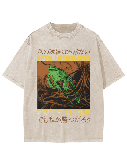 Jumping Frog Japanese Style Vintage Distressed T-shirt-Zazasy