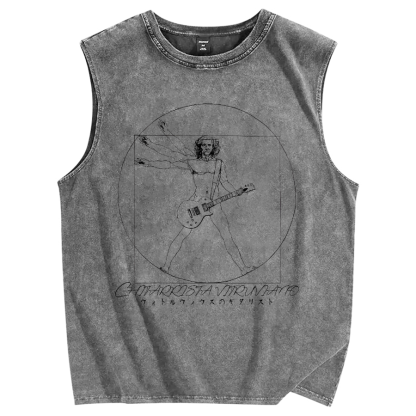 Vitruvian Guitarist Vintage Distressed Washed Tank Top