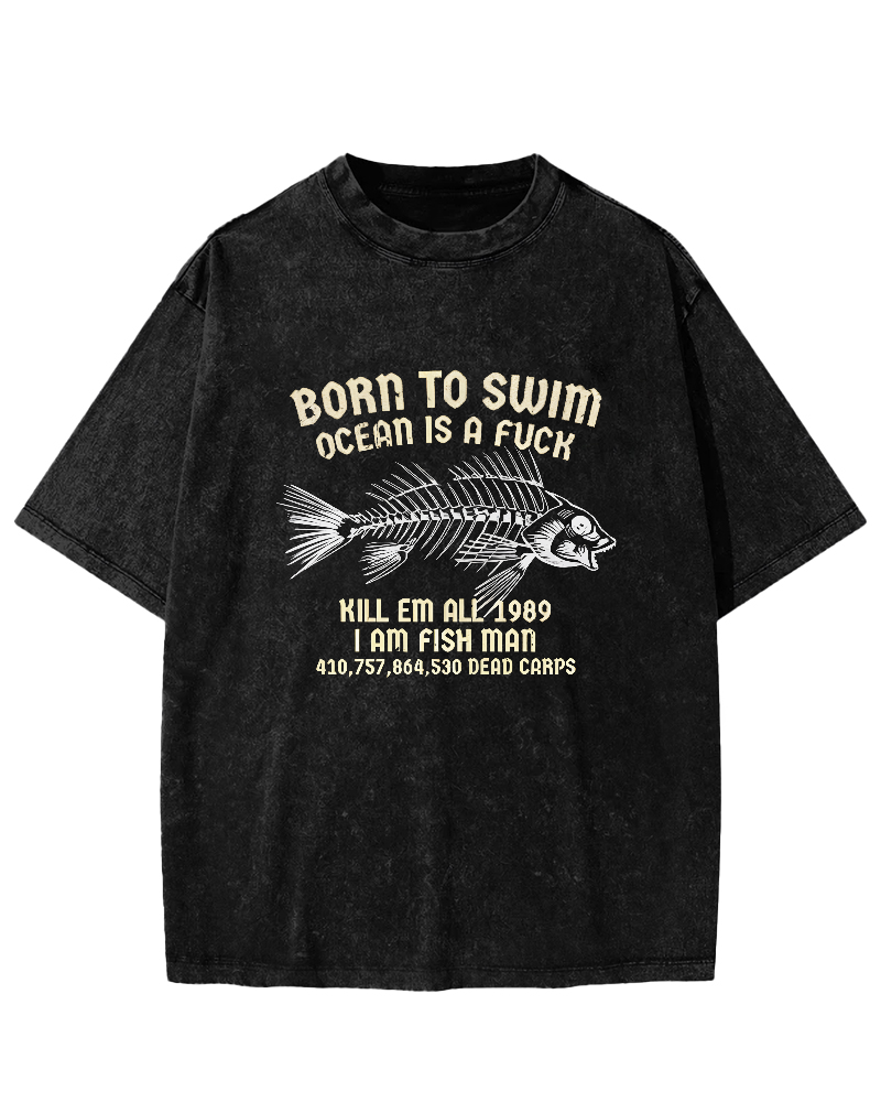 Japanese Fshbone Pattern Vintage Distressed T-shirt-Zazasy