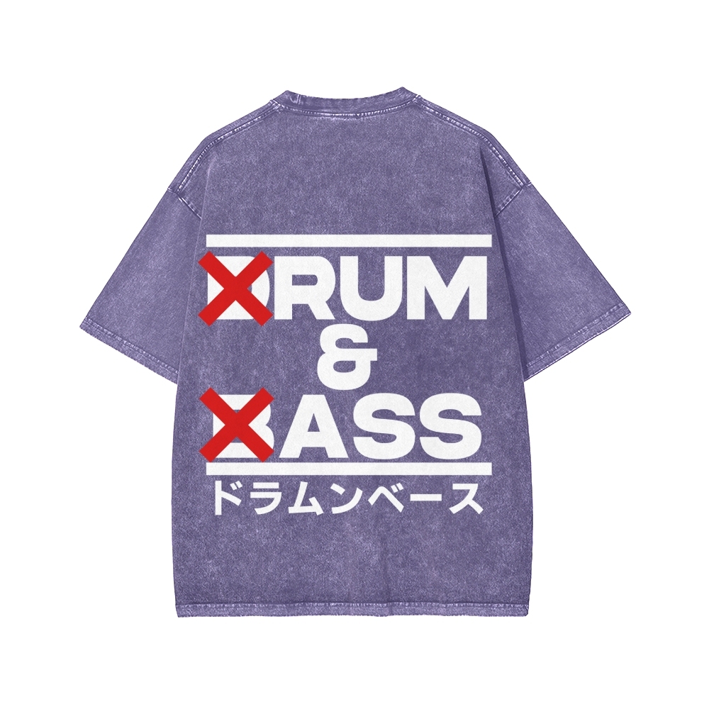 Drum & Bass Front And Back Printing  Washed T-shirt