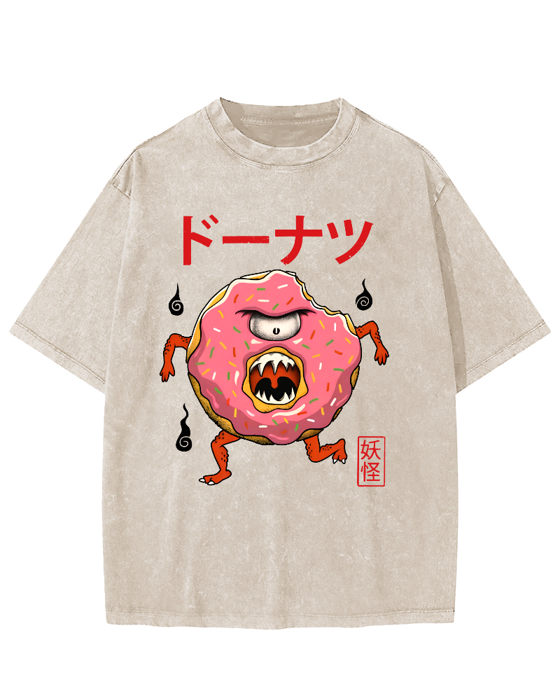 Doughnut Monster Vintage Washed T-shirt-Zazasy