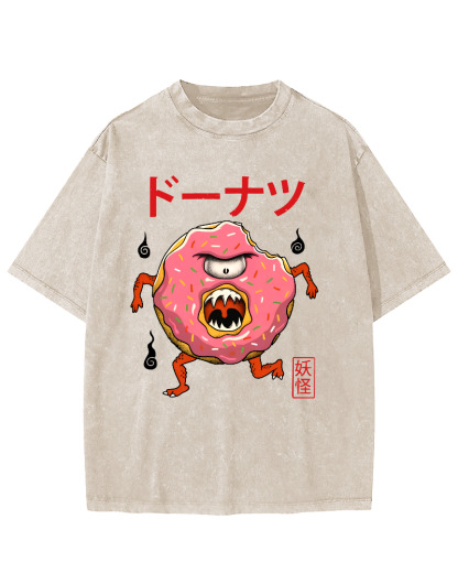Doughnut Monster Vintage Washed T-shirt-Zazasy