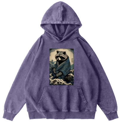 Panda Spirit That Loves Bamboo, Japanese Style Vintage Washed Hoodie-Zazasy
