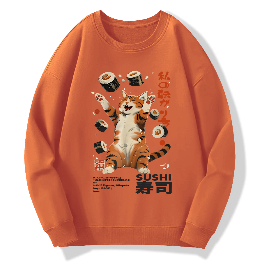 Harajuku Sushi Cat Cotton Pullover Sweatshirt