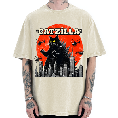 Parody Black Cat Vintage Washed T-shirt