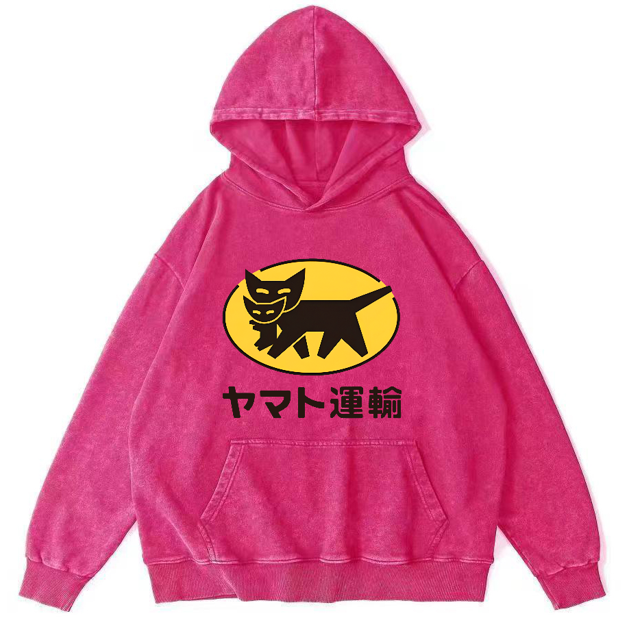 Japanese Cat Pattern Vintage Distressed Hoodie-Zazasy