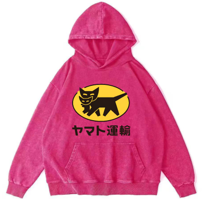 Japanese Cat Pattern Vintage Distressed Hoodie-Zazasy