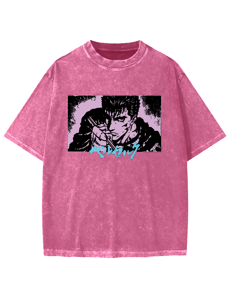Japanese Anime BERSERK Vintage Washed T-shirt