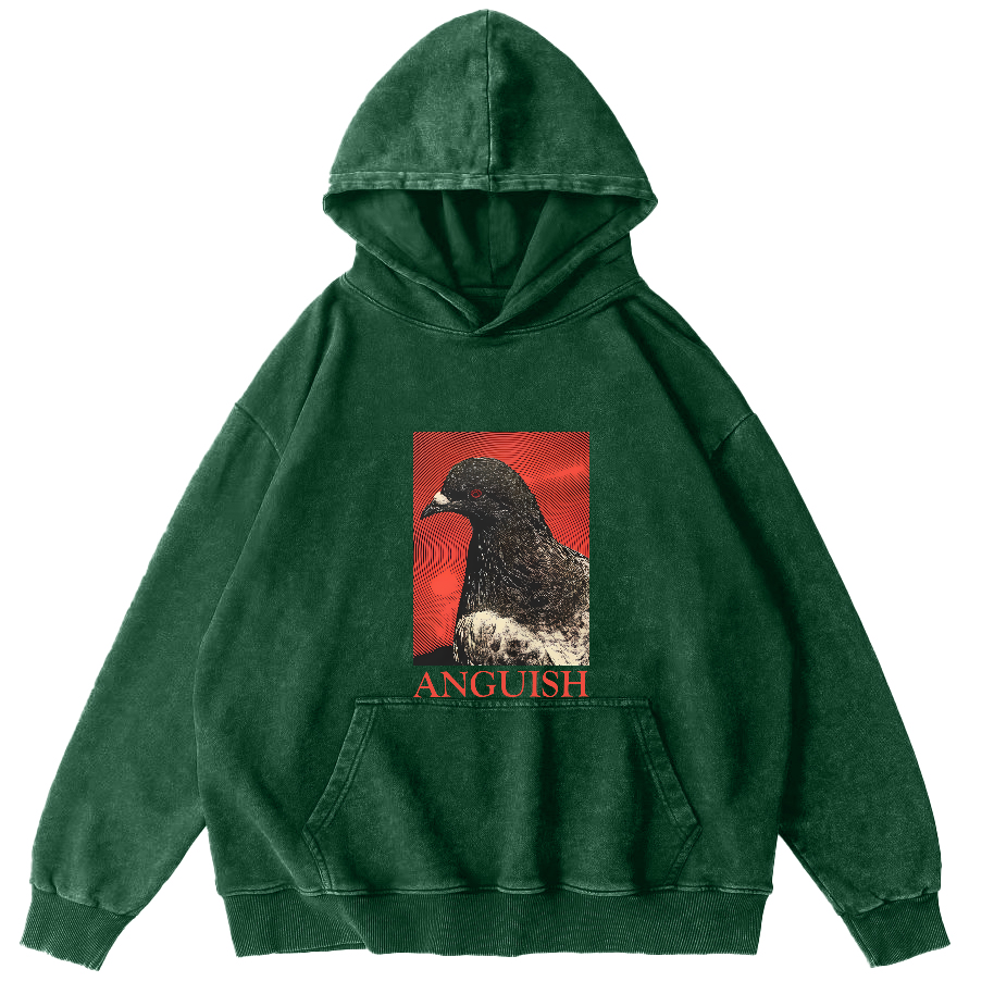 Retro Pigeon Pattern Vintage Distressed Hoodie-Zazasy