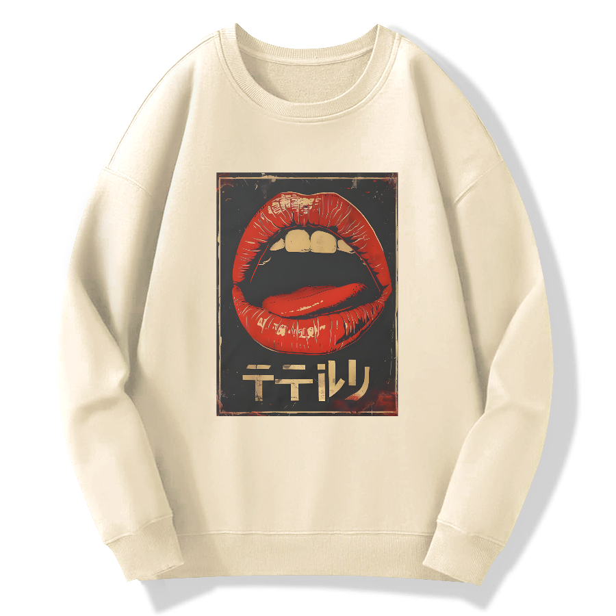 Crimson lipstick Cotton Pullover Sweatshirt