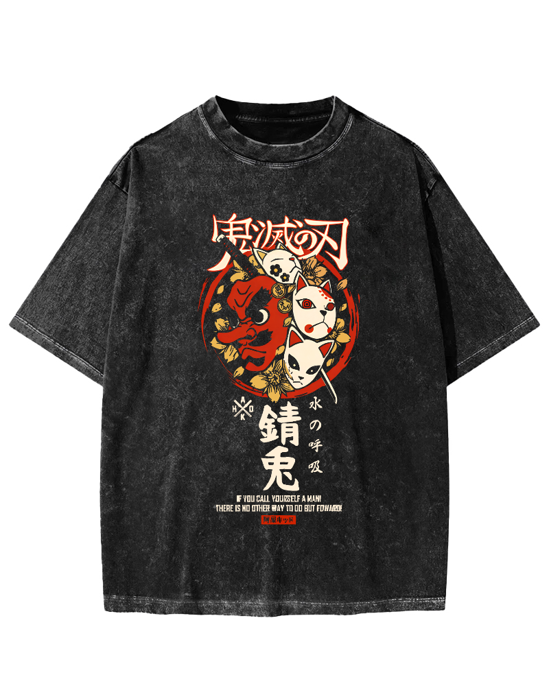 Rabbit Essence Japanese Style Vintage Washed T-shirt-Zazasy
