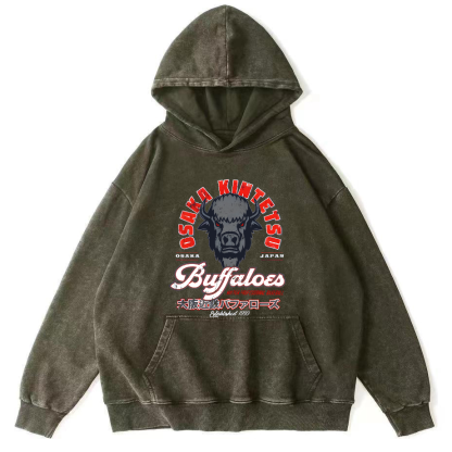 Osaka Kintetsu Buffaloed Vintage Washed Hoodie-Zazasy