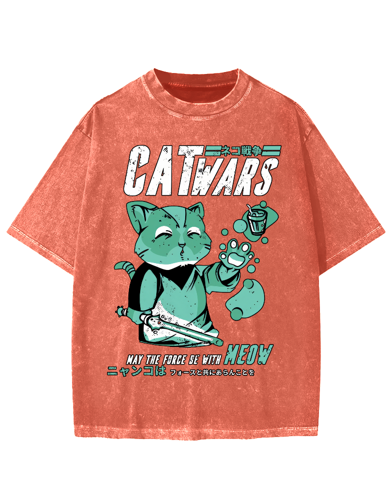 Cat Wars Vintage Washed T-shirt