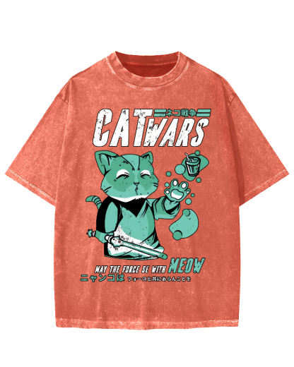 Cat Wars Vintage Washed T-shirt