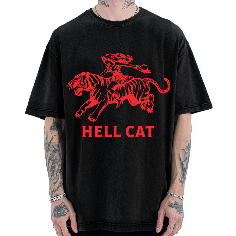 Cowgirl Hell Cat Vintage Washed T-shirt