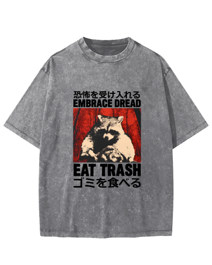 Raccoon Pattern Japanese Style Vintage Distressed T-shirt-Zazasy