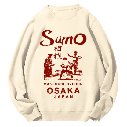 Sumo Wrestling in Japan Round Neck Sweatshirt-Zazasy