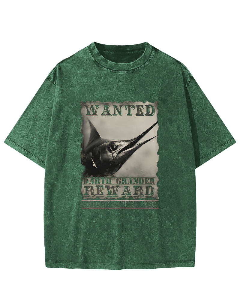 Retro Swordfish Pattern Vintage Distressed T-shirt-Zazasy