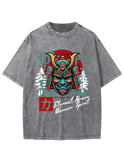 Warrior Courage Abstract Japanese Style Vintage Distressed T-shirt-Zazasy