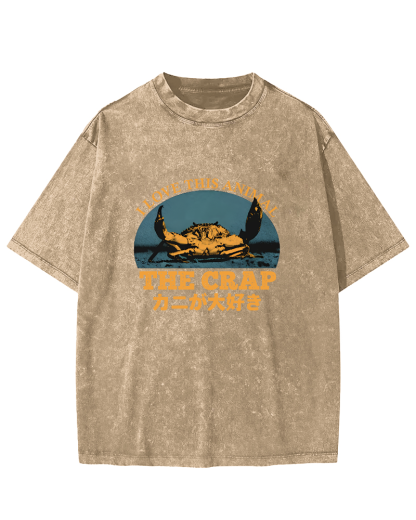 Retro Crab Pattern Vintage Distressed T-shirt-Zazasy