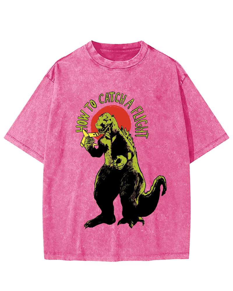 How To Catch A Flight Vintage Washed T-shirt-Zazasy