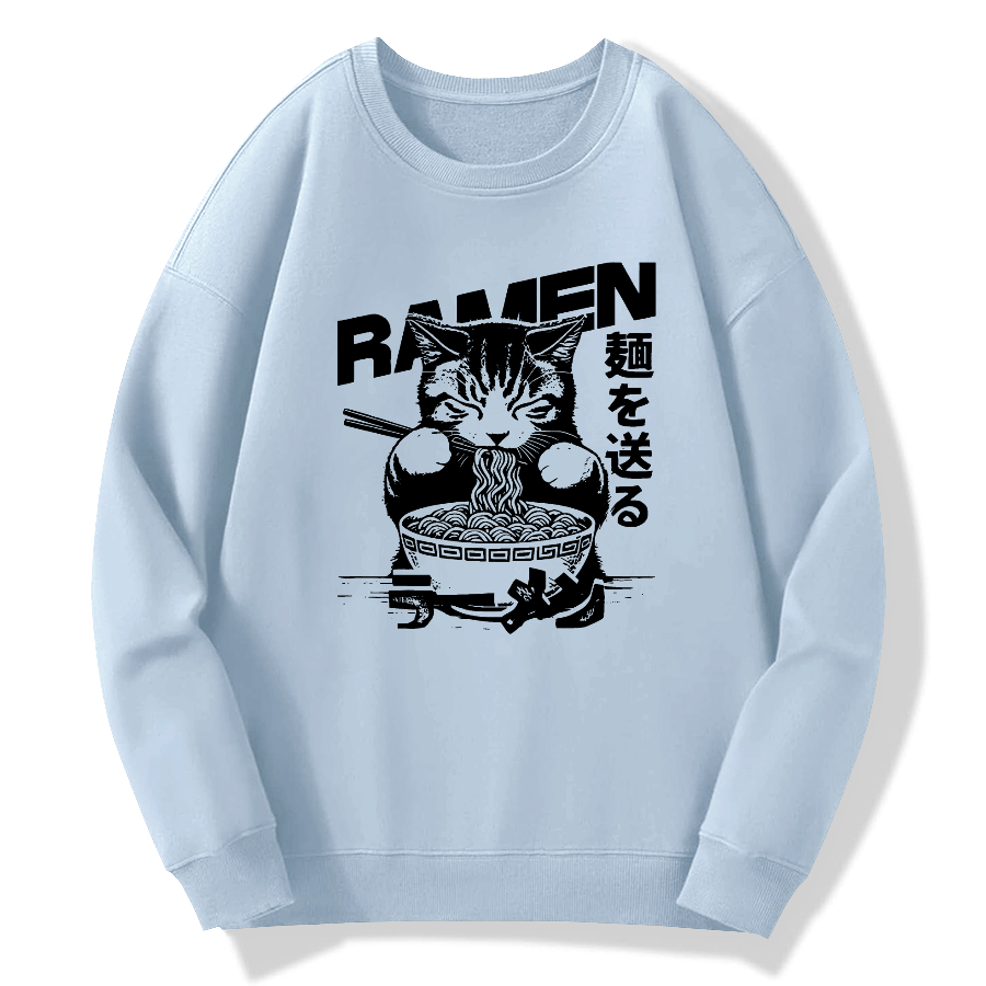 Ramen Cat Cotton Pullover Sweatshirt
