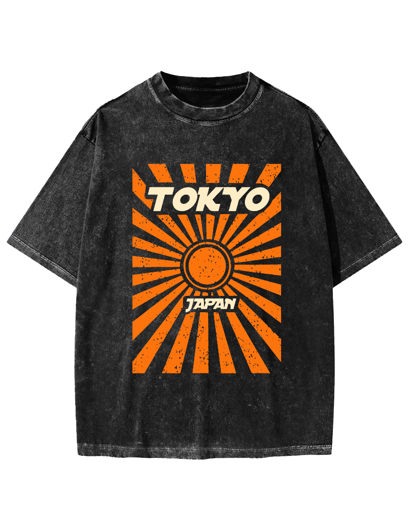 Tokyo, Japan Vintage Washed T-shirt-Zazasy