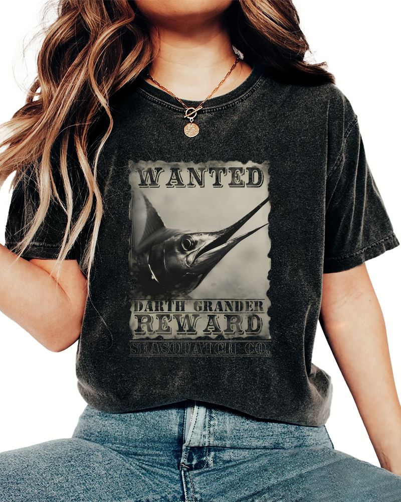Retro Swordfish Pattern Vintage Distressed T-shirt-Zazasy