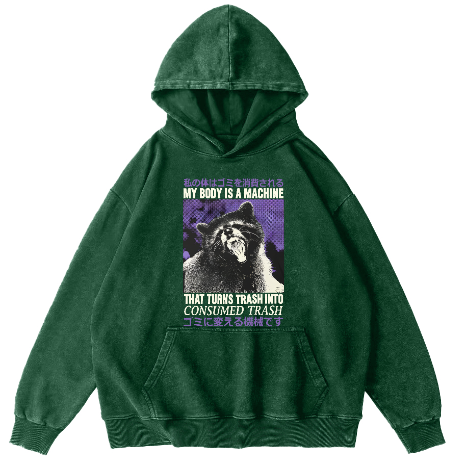 Angry Raccoon Vintage Distressed Hoodie-Zazasy