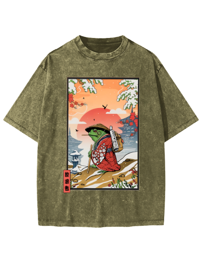 Wanderer Japanese Vintage Washed T-shirt-Zazasy