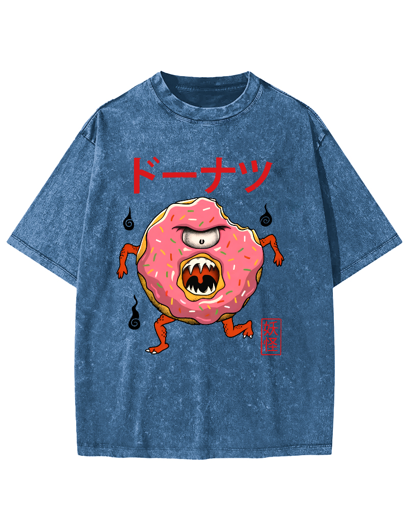 Doughnut Monster Vintage Washed T-shirt-Zazasy