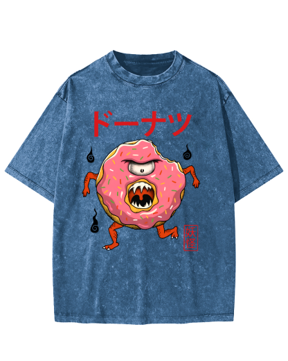 Doughnut Monster Vintage Washed T-shirt-Zazasy