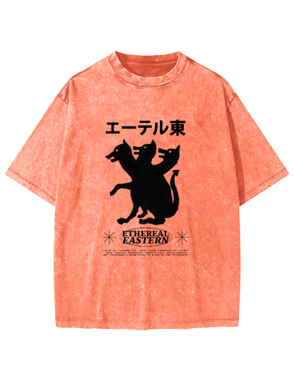 Japanese Puppy Pattern Vintage Distressed T-shirt-Zazasy