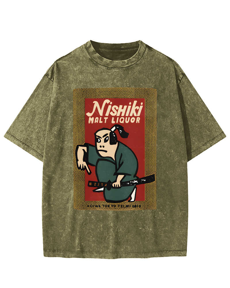 Samurai Holding Sword Vintage Washed T-shirt