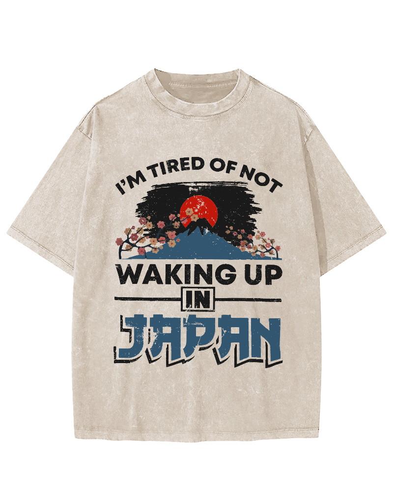 Mount Fuji in Japan Vintage Washed T-shirt-Zazasy