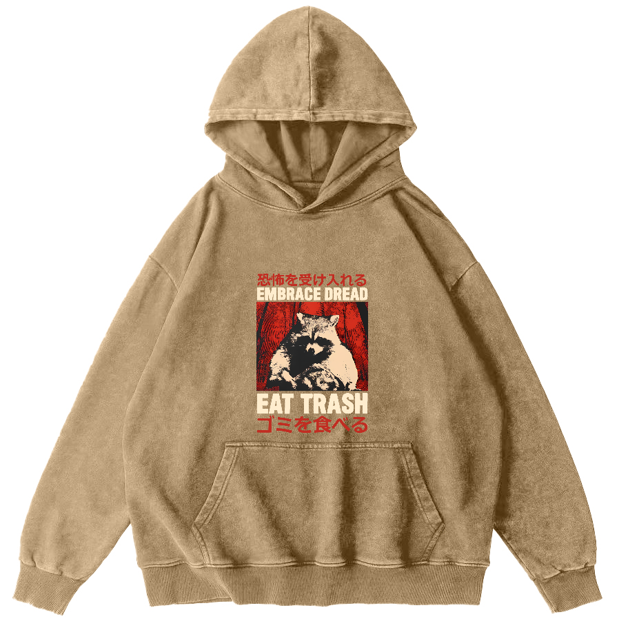 Raccoon Pattern Japanese Style Vintage Distressed Hoodie-Zazasy