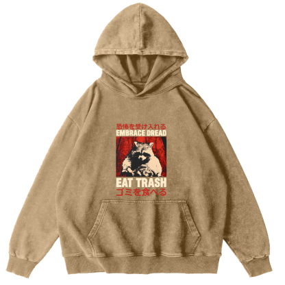 Raccoon Pattern Japanese Style Vintage Distressed Hoodie-Zazasy