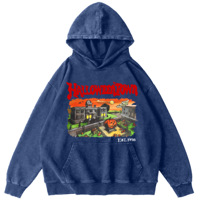 Halloween Town Vintage Washed Hoodie-Zazasy