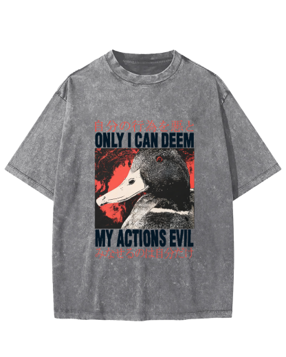 Duck Pattern Japanese Style Vintage Distressed T-shirt-Zazasy